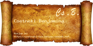 Csetneki Benjamina névjegykártya